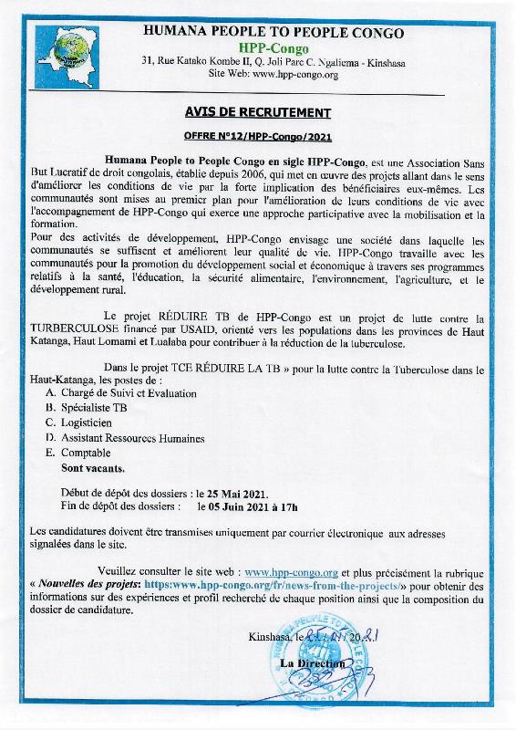 AVIS DE RECRUTEMENT PLUSIEURS POSTES page 001